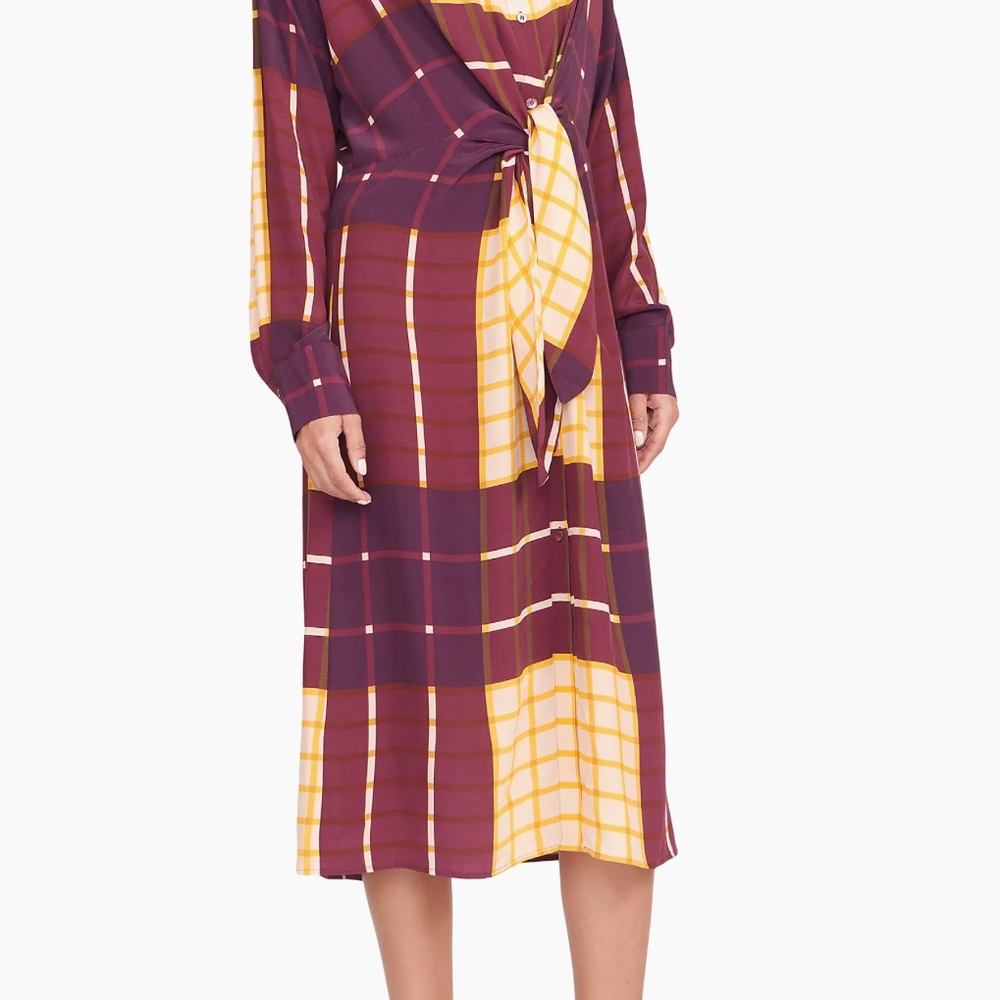 NWT STAUD Elsa button front maroon shirt dress - Picture 10 of 10